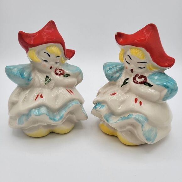 Very Rare Regal China Dutch Girl Salt & Pepper Shakers Set - Picture 10 of 11